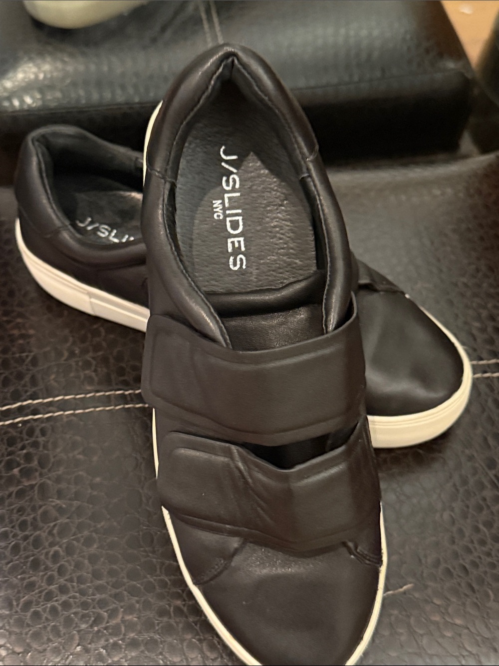 J/SLIDES Black Slip-On Cushioned-Strap Sneakers